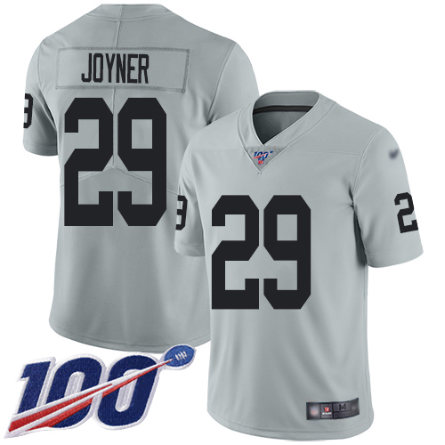 Men Oakland Raiders Limited Silver Lamarcus Joyner Jersey NFL Football 29 100th Season Inverted Jersey